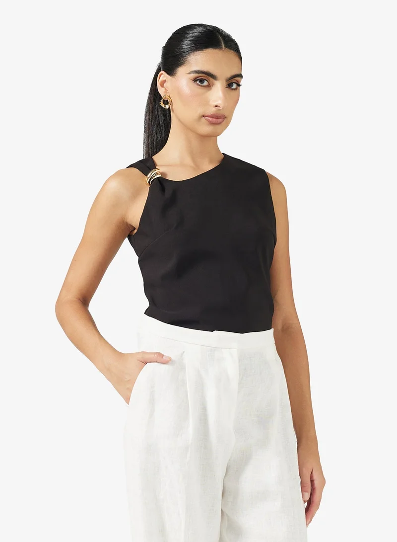 ELLA Sleeveless Top With Aysmmetric Neck